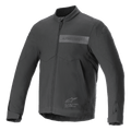 Alpinestars Aeron Jacke, Motorradjacke, Schwarz, minimalistisches Design für sommerliche Fahrten, hoher Kragen, durchgehender Frontreißverschluss, tonales Alpinestars-Logo auf der Brust, verstellbare Bündchen