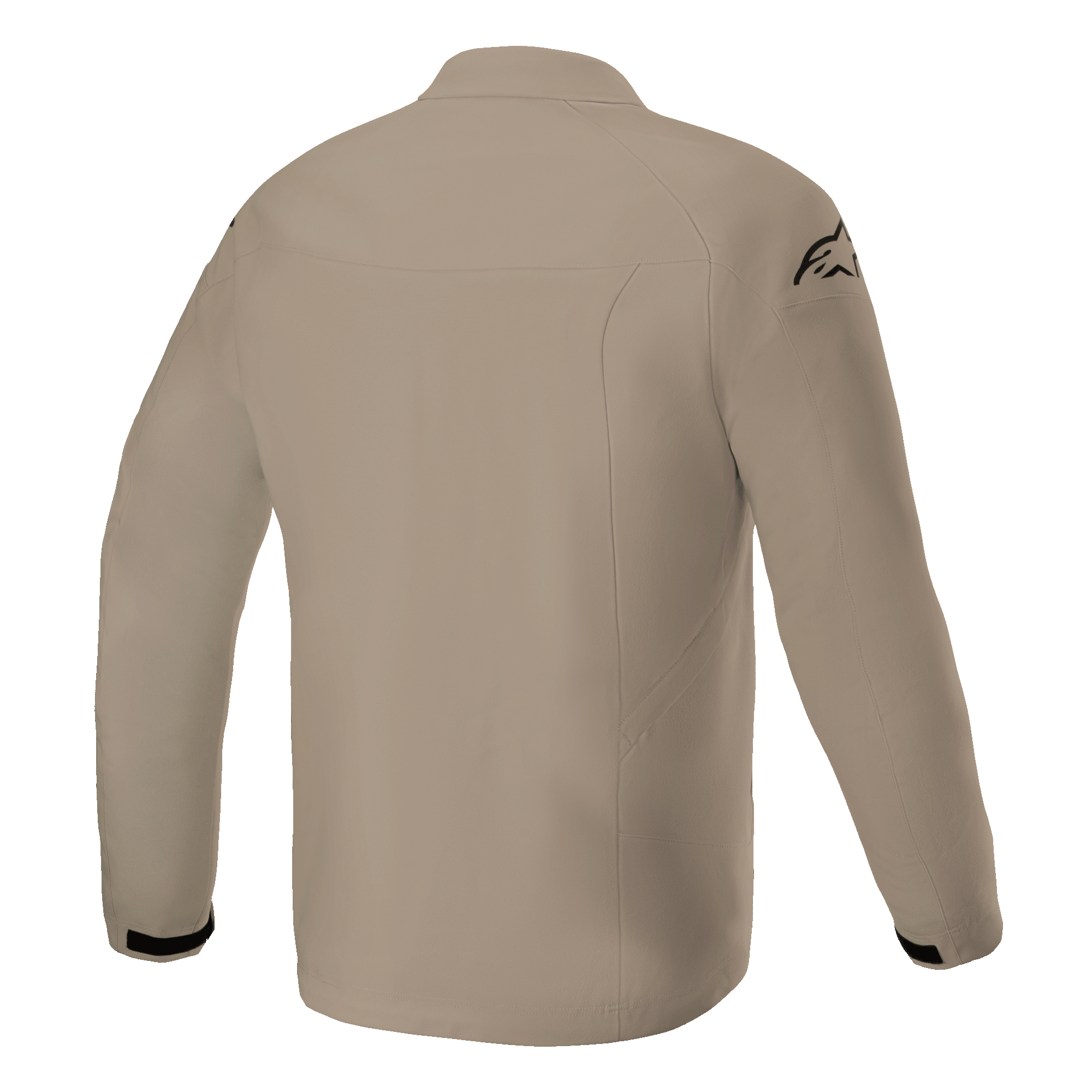 Alpinestars Aeron Jacket, Motorcycle Riding Jacket, Tan, Back view showing a minimalist urban design, breathable textile construction with a black logo on the shoulder and black accents on the cuffs