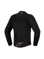 Alpinestars SMX Air Jacket, Black Anthracite, Rear view, featuring a large tech mesh back panel for ventilation, Tech-Air® Ready branding on the upper back, and silver Alpinestars star logo on the lower hem, designed for warm weather sport riding.