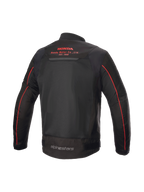 Honda Luc V2 Air Jacket, Alpinestars urban motorcycle jacket in black and red, rear view with mesh panels and Honda logo.