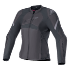 Alpinestars Stella T-GP Plus R V4 Jacke, Damen-Motorradjacke aus Textil, Schwarz, mit sportlicher Passform, Frontreißverschluss, externen Schulterprotektoren und dezenten Logo-Details auf der Brust und den Ärmeln.