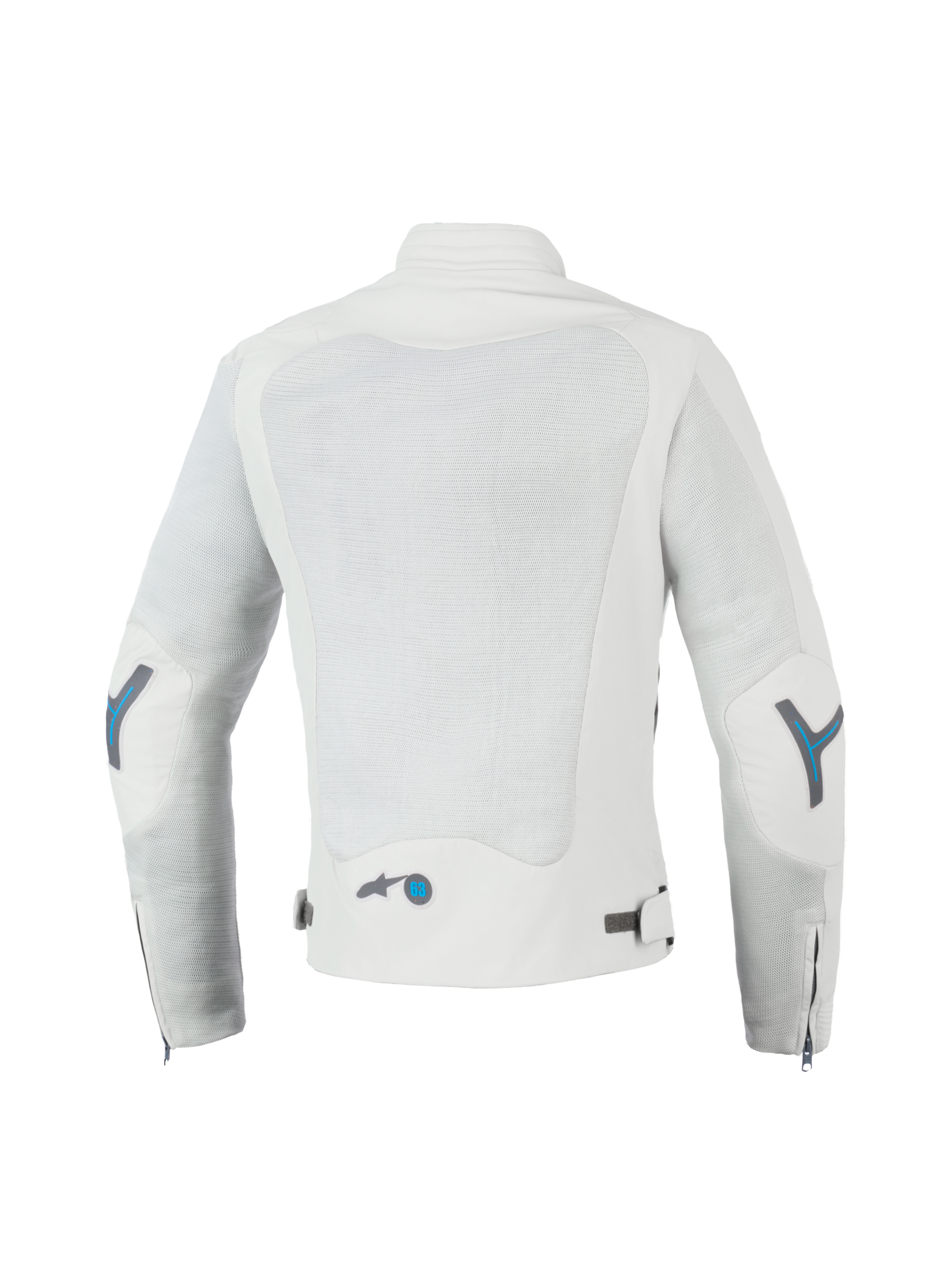 Alpinestars Stella Circal-1 Air Damen-Motorradjacke, in Grau und Methylblau, CE-zertifiziert, Rückansicht mit Mesh-Belüftung und gepolstertem Kragen