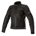 Alpinestars Stella Crosshill WP Air Jacke, Damen-Motorradjacke, Schwarz, mit großen Tech-Mesh-Einsätzen für optimale Belüftung, verstellbaren Riemen an Ärmeln und Oberkörper, hohem Kragen mit Frontreißverschluss, schlichtes Touring-Design mit dezentem Branding