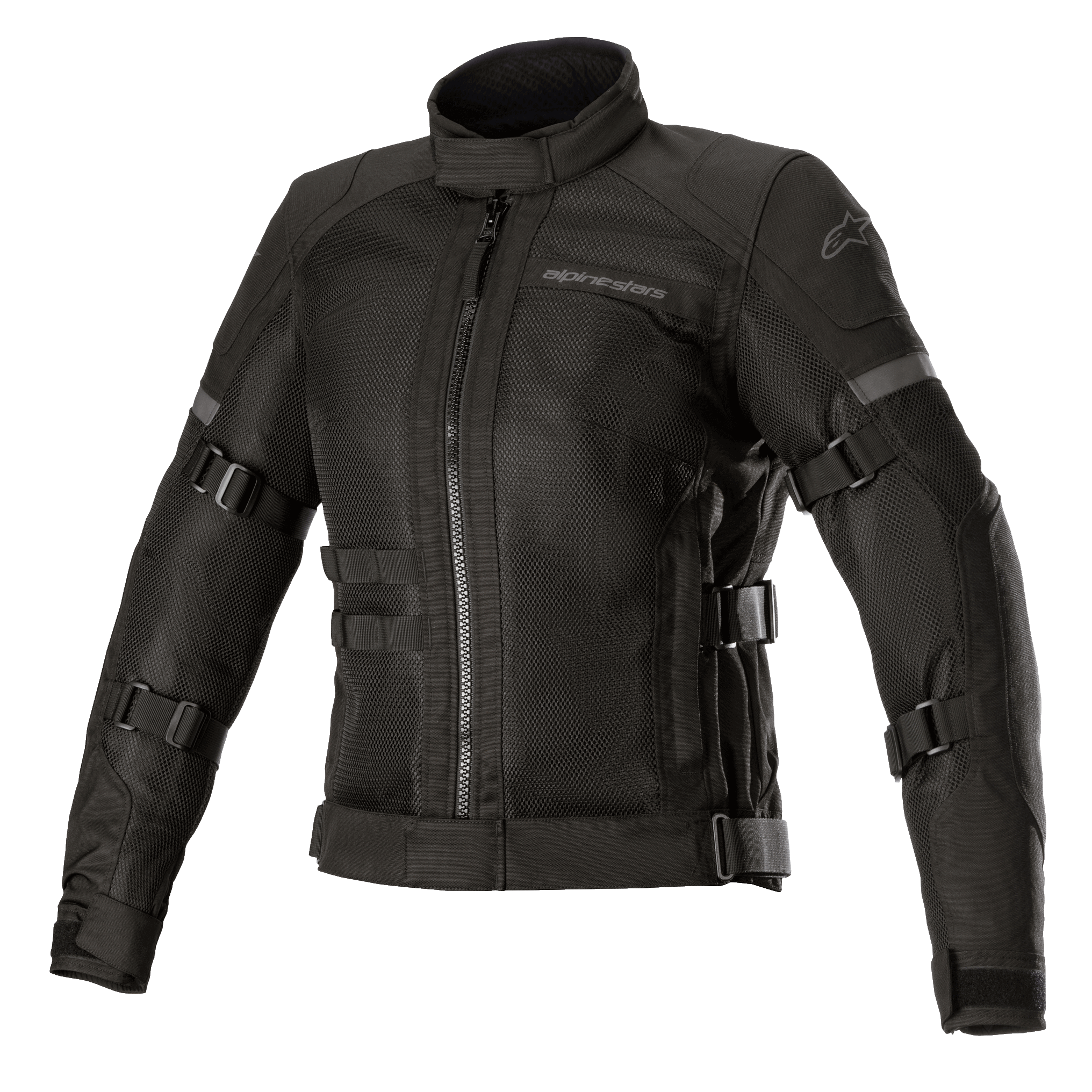 Alpinestars Stella Crosshill WP Air Jacke, Damen-Motorradjacke, Schwarz, mit großen Tech-Mesh-Einsätzen für optimale Belüftung, verstellbaren Riemen an Ärmeln und Oberkörper, hohem Kragen mit Frontreißverschluss, schlichtes Touring-Design mit dezentem Branding