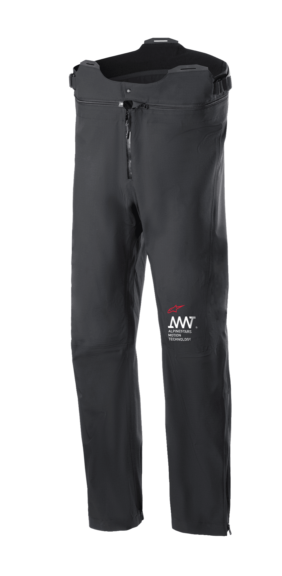 Alpinestars AMT Storm Gear Drystar XF Hose, Motorrad-Tourenhose, Schwarz, Wasserdicht, Atmungsaktiv, Vorderer Reißverschluss, Verstellbarer Bund mit höher geschnittenem Rücken, Strapazierfähige Konstruktion, Rot-weißes AMT-Logo