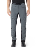 Alpinestars Alden Hose, Urban Gray mit schwarzen Paneelen, technische Motorradhose, Vorderansicht mit Reißverschlusstaschen und integriertem Magnet-Hüftgürtel, Slim-Fit-Softshell-Design für den Stadtverkehr