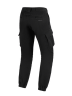 Alpinestars Flex-AST Cargo Pants - Short, Black, back view of urban motorcycle pants featuring a tapered fit, elasticated ankle hems, side cargo pockets, and subtle branding on the back pocket.