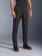 Alpinestars Flex-AST Canvas Pants, Black, Urban Motorcycle Pants, worn on model with black sneakers, featuring a heritage workwear design, stretch polycotton twill fabric, and functional zippered front pockets.