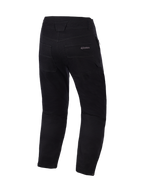 Alpinestars Flex-AST Canvas Pants Short, Black, rear view showing back pockets and waist detailing, clean urban motorcycle styling with subtle Alpinestars branding on the pocket, durable polycotton twill fabric