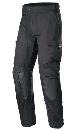 Alpinestars Venture XT Pants Over Boot, Schwarze Motorrad-Adventure-Hose, Verstärkter Knie- und Oberschenkelschutz, Texturiertes strapazierfähiges Gewebe, Verstellbarer Bund, Reißverschlusstaschen, Schützende Motorradbekleidung