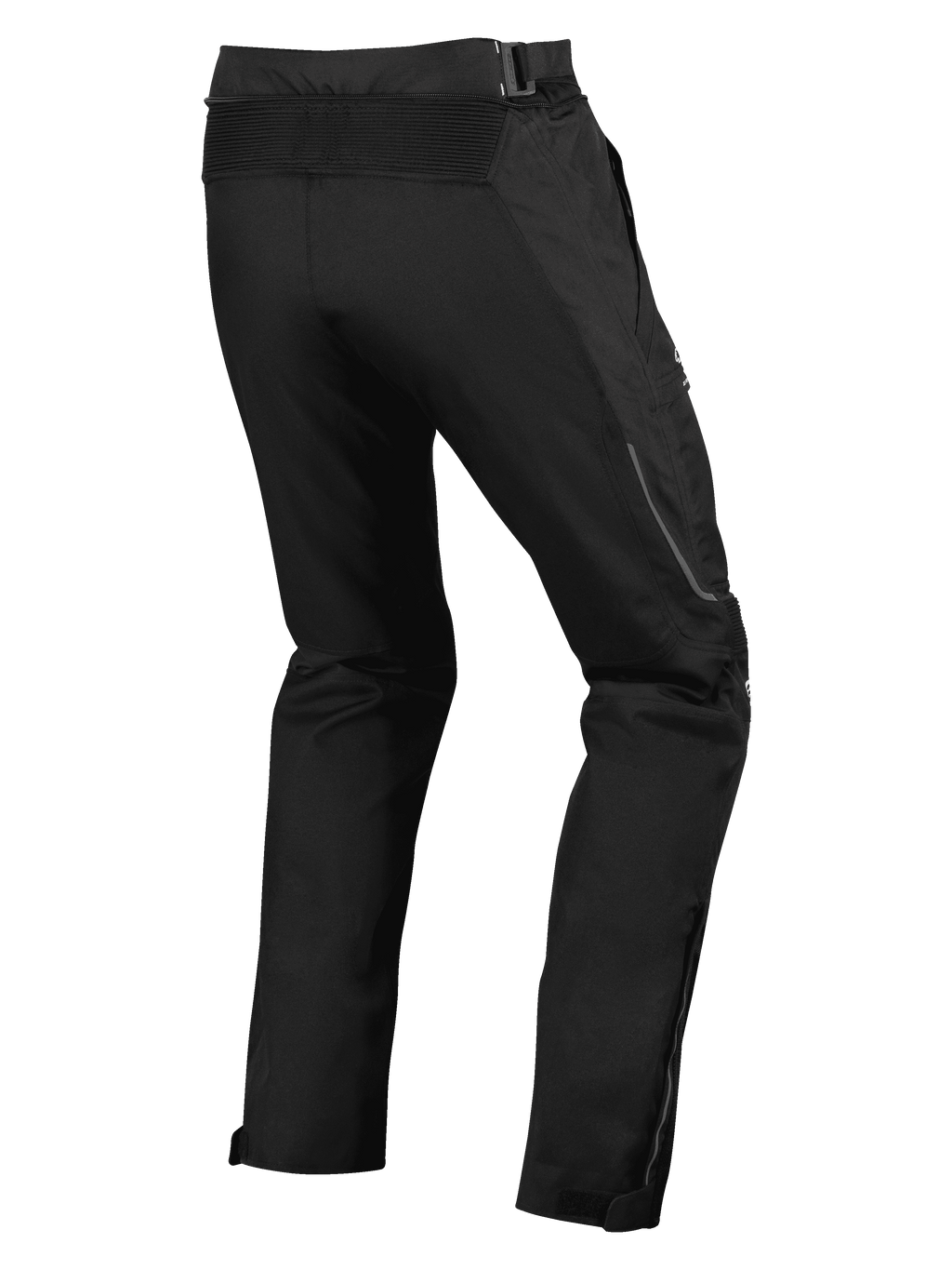 Alpinestars Ramjet Air Hose, Motorradhose, Schwarz, Rückansicht mit Akkordeon-Stretcheinsatz an der Taille, mehrteiliger Textilkonstruktion und Beinabschlüssen mit Reißverschluss für eine sichere Passform.