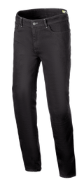 Alpinestars Cult-8 Stretch Denim Hose, Motorrad-Jeans, Schwarz (Black Rinse), entspannte reguläre Passform mit geradem Bein, Five-Pocket-Design, einlagiges Stretchgewebe mit tonalen Nähten, lässiger Urban-Style