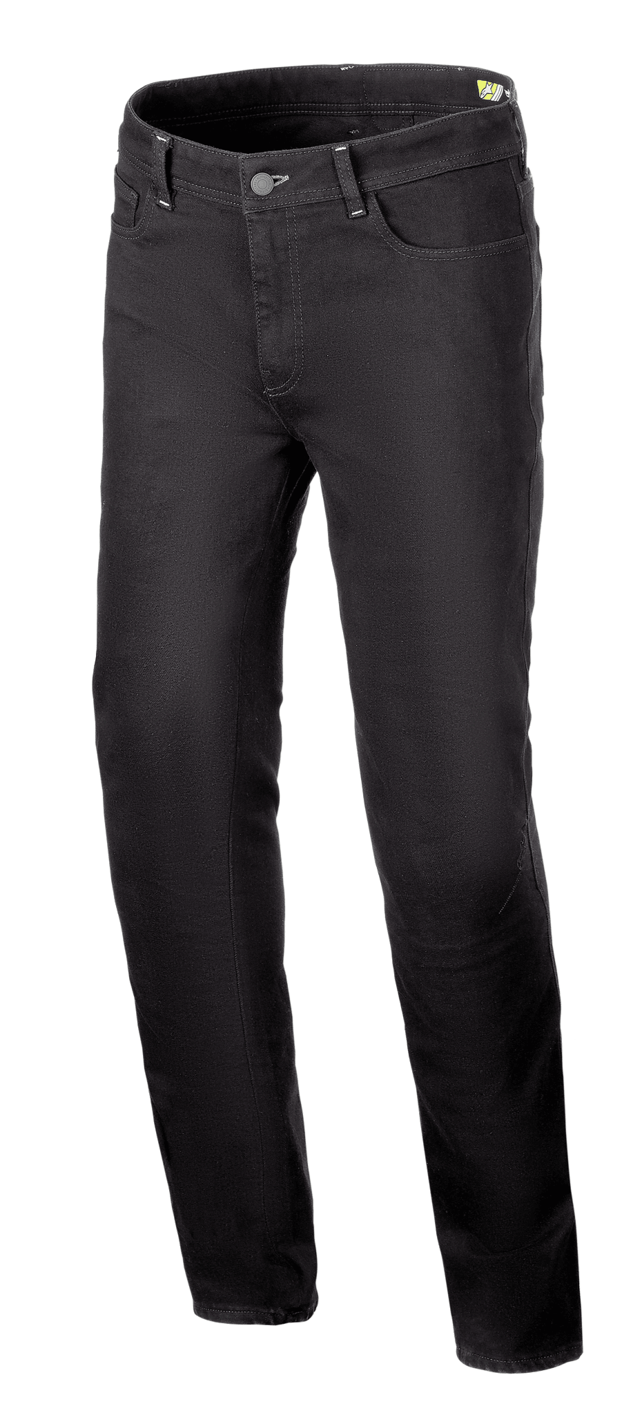 Alpinestars Cult-8 Stretch Denim Hose, Motorrad-Jeans, Schwarz (Black Rinse), entspannte reguläre Passform mit geradem Bein, Five-Pocket-Design, einlagiges Stretchgewebe mit tonalen Nähten, lässiger Urban-Style