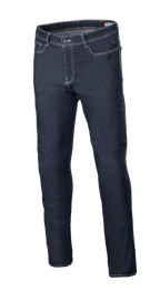 Alpinestars Cult-8 Stretch Denim Hose, Motorrad-Jeans, Rinse Blue, Regular Fit mit geradem Bein, Kontrastnähte, Fünf-Taschen-Design, Stretch-Denim-Material