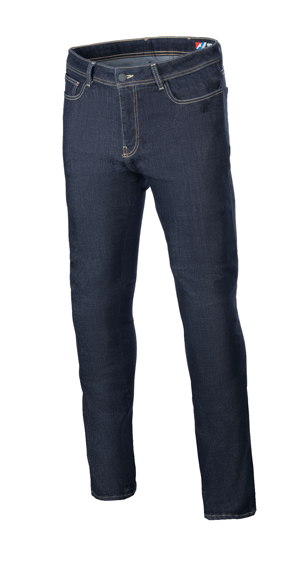 Alpinestars Cult-8 Stretch Denim Hose, Motorrad-Jeans, Rinse Blue, Regular Fit mit geradem Bein, Kontrastnähte, Fünf-Taschen-Design, Stretch-Denim-Material