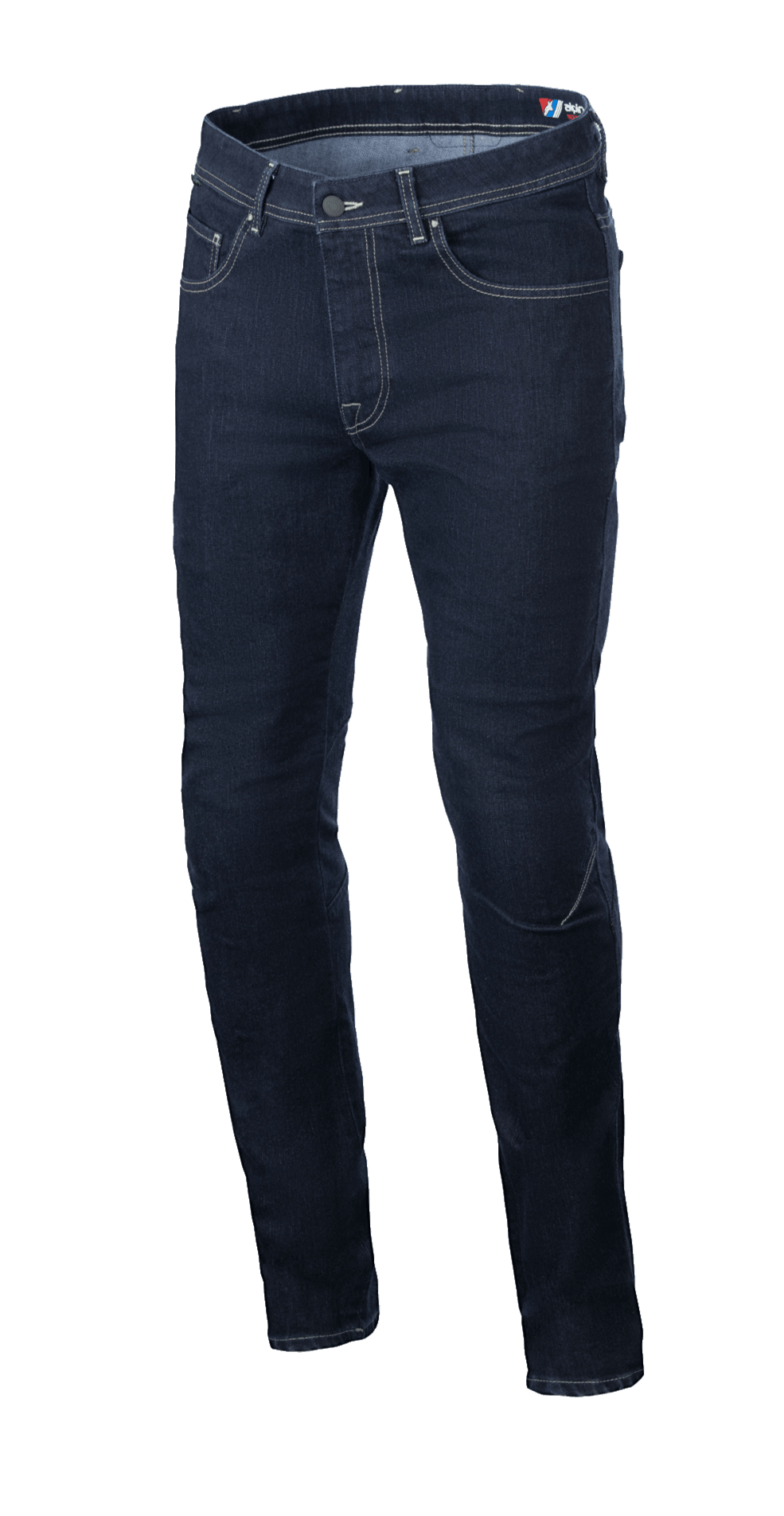 Alpinestars Radium V2 Denim Pants, Motorcycle Riding Jeans, Rinse Blue, regular tapered fit, classic five-pocket design, light contrast stitching, durable stretch Cordura denim construction.