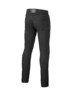 Alpinestars Copper V3 Jeans, Urban Motorradjeans für Herren, Schwarz, Rückansicht mit geradem Bein, verstärktes Stretch-Denim-Material