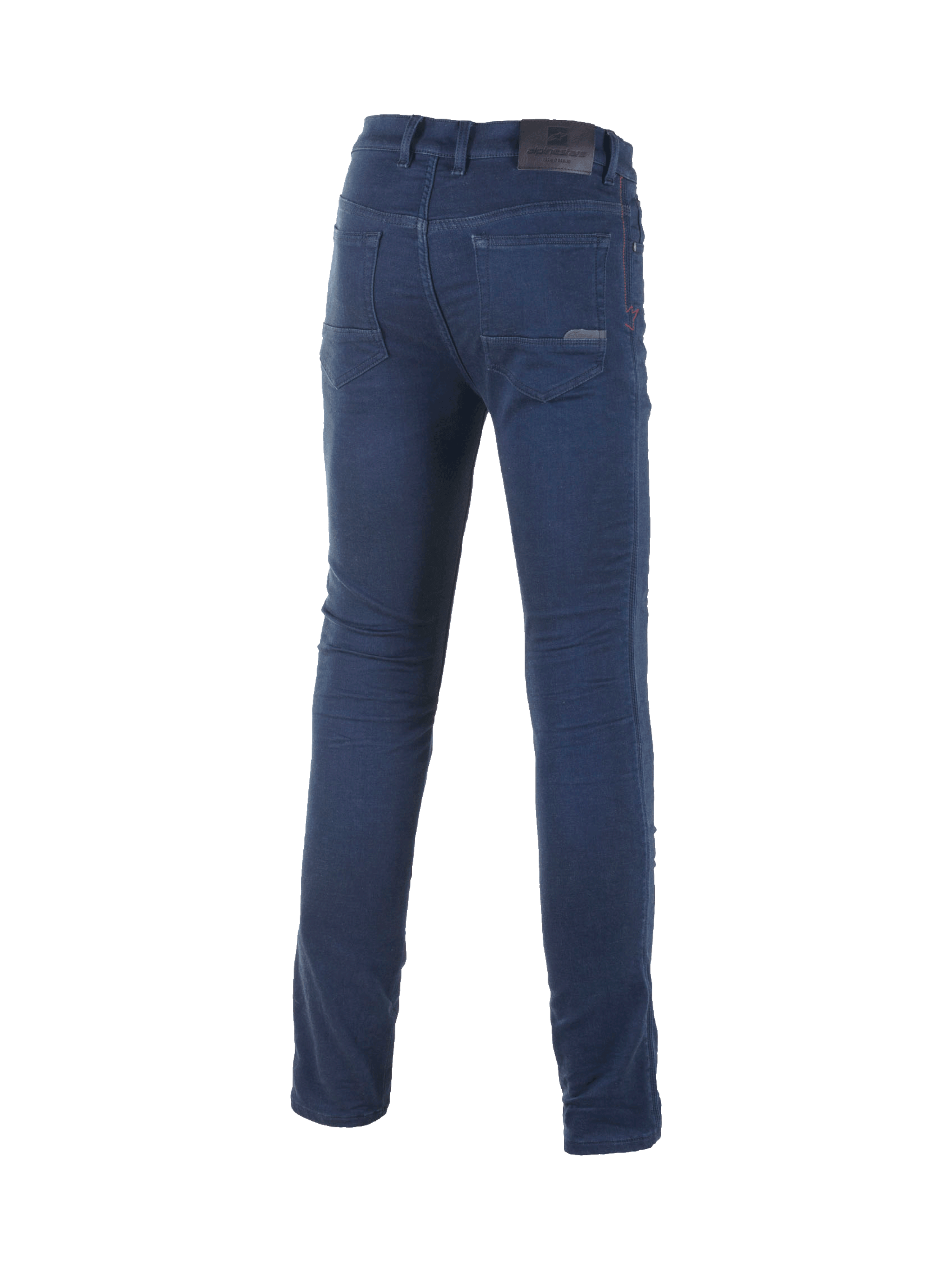 Alpinestars Cerium Tech Stretch Riding Denim, slim-fit motorcycle pants in Rinse Blue for urban road riding.