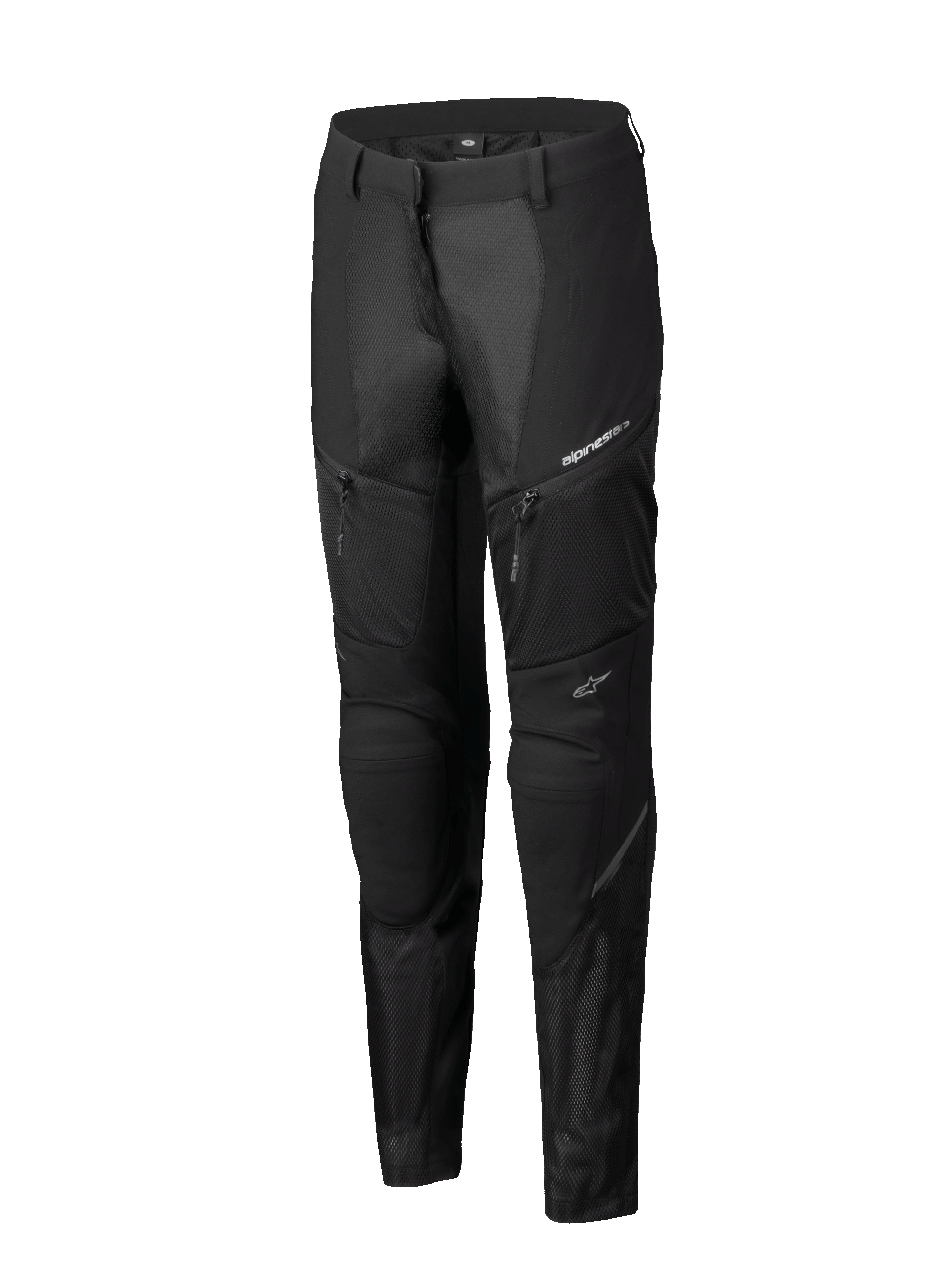 Alpinestars Stella Troop-Air Hose, Damen-Motorradhose, Schwarz, mit großflächigen Mesh-Belüftungseinsätzen, Reißverschlusstaschen und technischem Sport-Passform-Design mit weißen Alpinestars-Logos