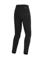 Alpinestars Stella Flex-Ast Leggings, Damen-Motorradleggings, Schwarz, Rückansicht mit hohem Bund und funktionellen Gesäßtaschen, elegante urbane Fahrausrüstung mit dezentem Alpinestars-Logo auf der Tasche.