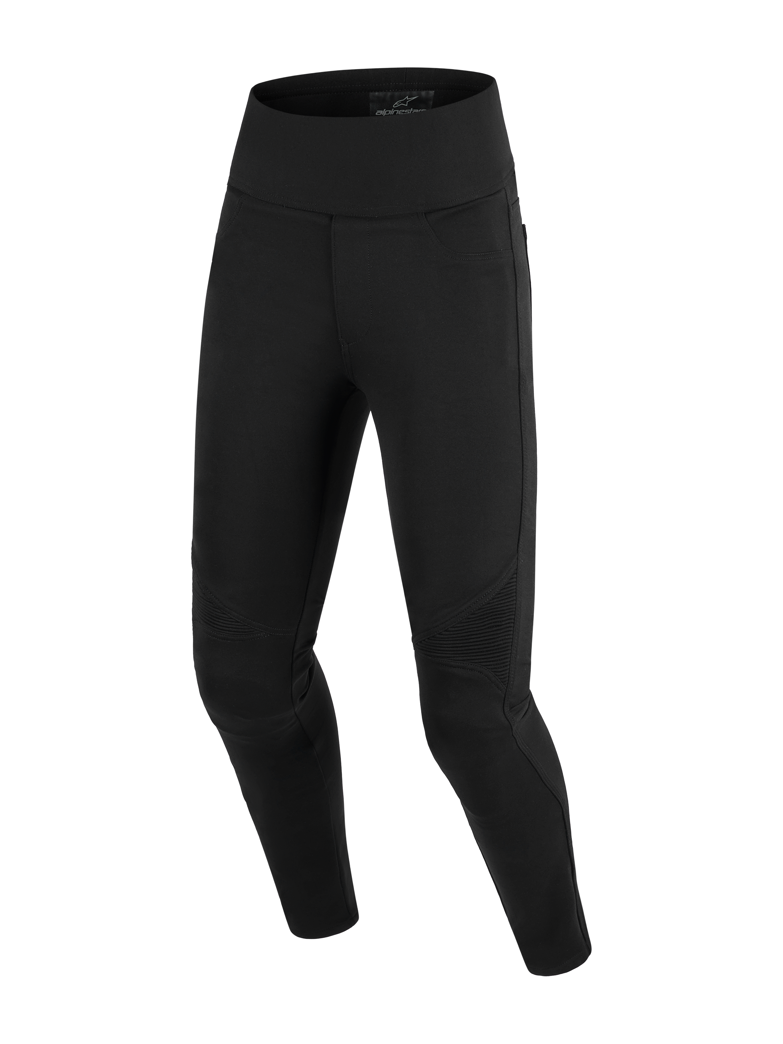 Alpinestars Stella Flex-Ast Leggings, Damen-Motorradleggings, Schwarz, mit hoch tailliertem Design und gerippten Akkordeon-Einsätzen an den Knien, Slim-Fit-Textilkonstruktion für urbane Fahrten