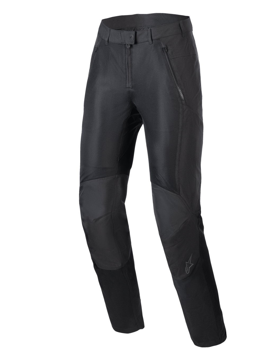 Alpinestars Stella C-1 Air Hose, Urbane Motorradhose für Damen, Schwarz, mit großen Mesh-Belüftungseinsätzen auf der Vorderseite, strapazierfähiger Poly-Gewebe-Konstruktion und ergonomischem Knie-Design mit integriertem Schutz.