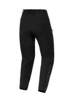 Alpinestars Stella Flex-AST Explorer Hose, Motorradhose für Damen, Schwarz, Rückansicht mit Stretch-Textilkonstruktion, elastischem Bund mit Gürtelschlaufen und langen Reißverschlüssen an den Unterschenkeln für Adventure-Fahrten.