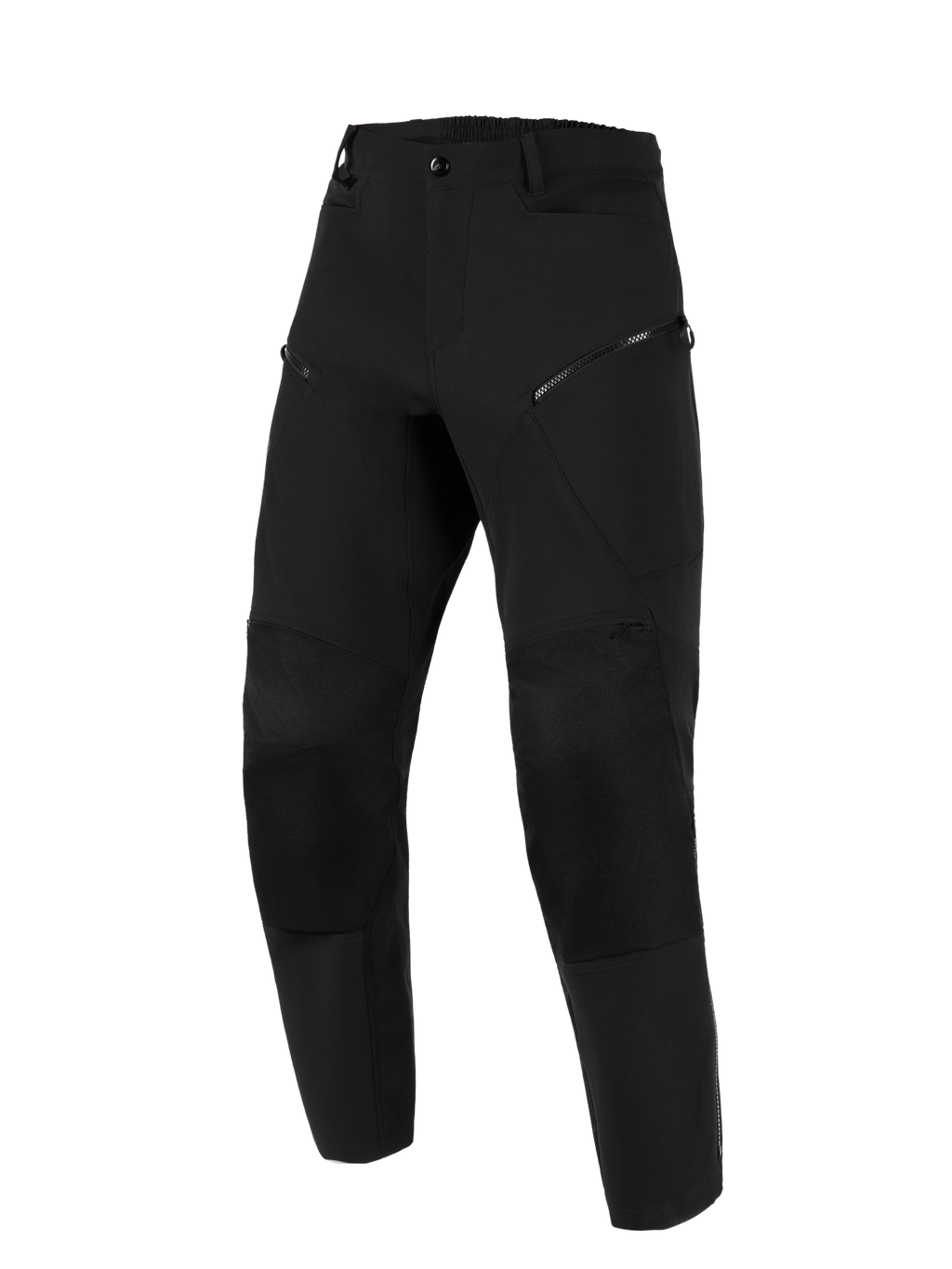 Alpinestars Stella Flex-AST Explorer Hose, Motorradhose für Damen, Schwarz, Vorderansicht, mit Oberschenkeltaschen mit Reißverschluss, verstärkten Knieeinsätzen und elastischem Bund, entwickelt für Adventure-Touren