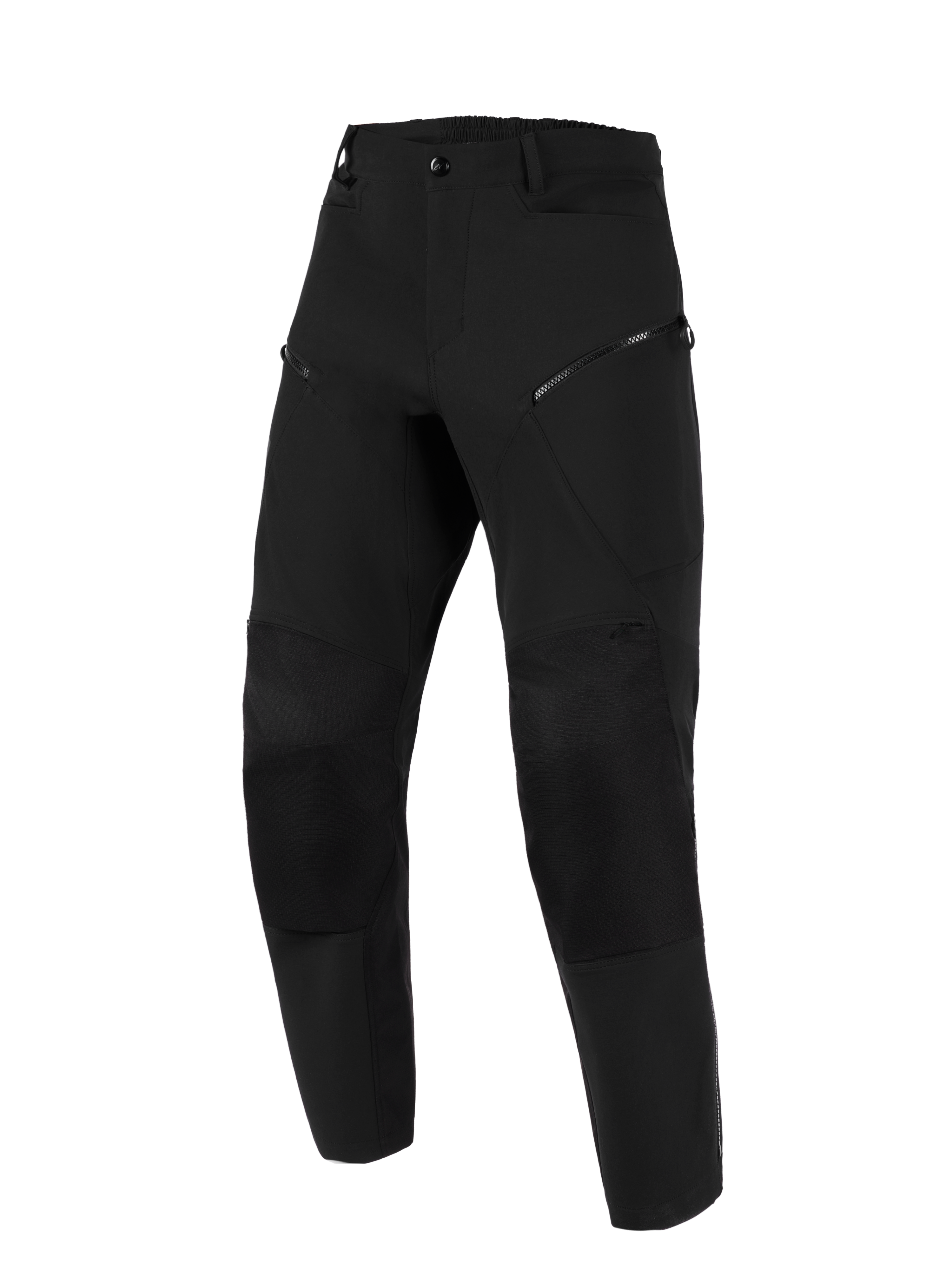 Alpinestars Stella Flex-AST Explorer Hose, Motorradhose für Damen, Schwarz, Vorderansicht, mit Oberschenkeltaschen mit Reißverschluss, verstärkten Knieeinsätzen und elastischem Bund, entwickelt für Adventure-Touren