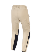 Alpinestars Stella Flex-AST Explorer Hose für Damen, Motorrad-Adventure-Hose, Sand und Schwarz, Rückansicht mit elastischem Hosenbund, seitlichen Cargotaschen und verstärkten Unterschenkel-Einsätzen mit Reißverschlüssen, konzipiert für Fahrten bei warmem Wetter
