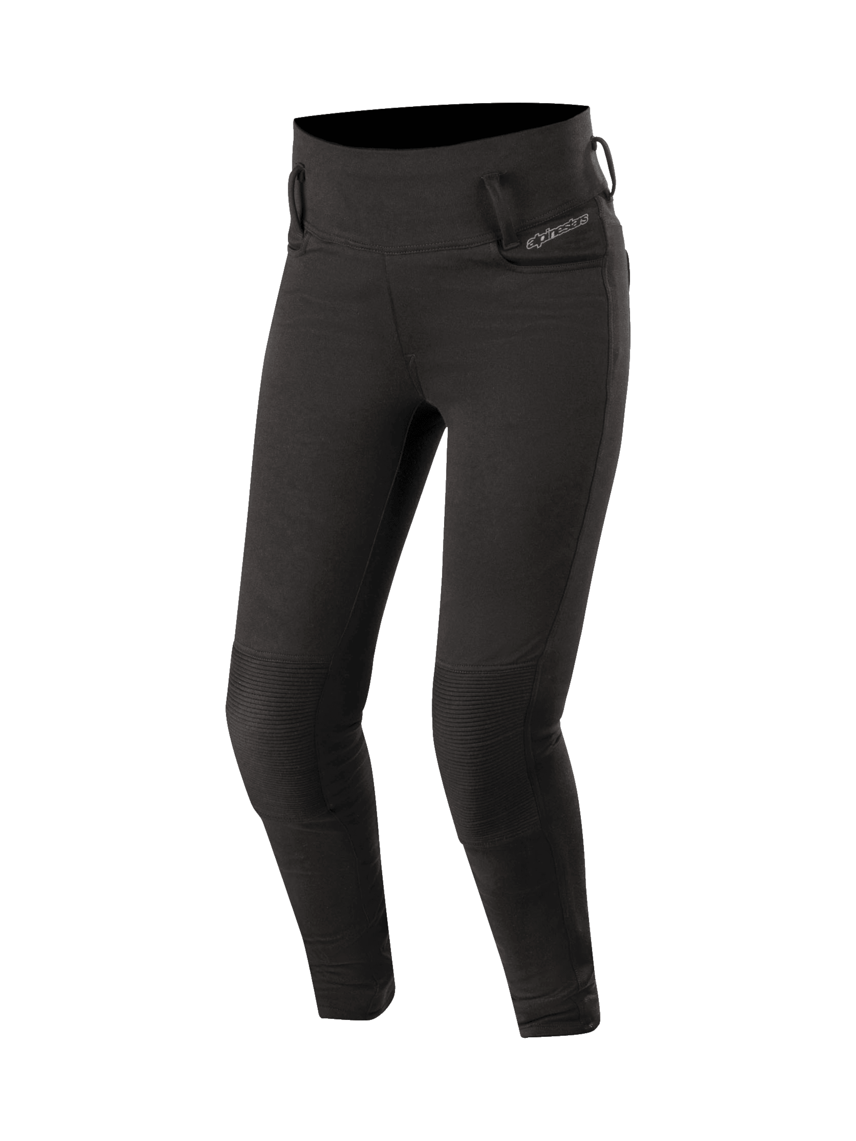 Alpinestars Banshee Damen-Leggings, Urban Motorradhose, Schwarz, mit CE-zertifiziertem Knieschutz und Akkordeon-Stretcheinsätzen