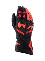 Alpinestars SP-9 Handschuhe, Motorradhandschuhe, Schwarz und Rot, Leder mit texturierter Oberfläche, Knöchelschutz, Belüftungslöcher, verstellbarer Handgelenksgurt, sportliches Design