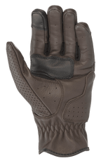 Alpinestars Rayburn V2 Leather Gloves, Tobacco Brown, Palm View, premium leather construction with localized perforations, reinforced palm for grip, and touchscreen-compatible fingertip, heritage-inspired urban motorcycle gear