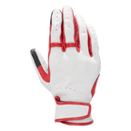 Alpinestars Dyno Lederhandschuhe, Motorradhandschuhe, Ecru und Rubinrot, perforierte Lederkonstruktion, Akkordeon-Einsätze an den Fingern, verstellbarer Handgelenkverschluss, abgedeckter Knöchelschutz