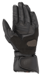 Alpinestars Stella SP-8 V3 Damen-Handschuhe, Motorradhandschuhe, Schwarz, Handflächenansicht mit verstärkten Lederbahnen und perforierten Details, breiter verstellbarer Handgelenksverschluss mit Zuglasche, Hochleistungs-Schutzausrüstung für Damen