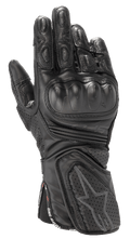 Alpinestars Stella SP-8 V3 Handschuhe, Damen-Motorradhandschuhe, Schwarz, hochwertige Lederkonstruktion, harter Knöchelschutz, perforierte Belüftung, gepolsterte Finger und Handgelenk, Sternlogo, "One Goal One Vision"-Riemen