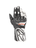 Alpinestars Stella SP-8 V3 Damen-Motorradhandschuhe aus Leder, Schwarz und Weiß, mit CE-zertifiziertem Knöchelschutz.
