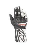 Alpinestars Stella SP-8 V3 Damen-Motorradhandschuhe aus Leder, Schwarz und Weiß, mit CE-zertifiziertem Knöchelschutz.