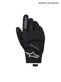 Alpinestars Moblast Waterproof Gloves, men's urban motorcycle riding gloves, Black and Off White, Drystar waterproof textile and goat leather construction with PU knuckles and CE certification