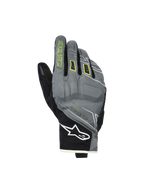 Alpinestars Moblast Waterproof Gloves, Motorcycle Gloves, Fur Gray and Black with Sulphur Yellow accents, short-cuff urban design, white Astar logo on the wrist, neon yellow branding on the index finger, waterproof Drystar performance for mid-season commuting.
