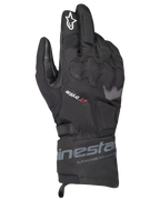 Alpinestars WT-3 Drystar Insulated Gloves, Black Motorcycle Touring Gloves, waterproof and insulated construction with molded knuckle protection, white star logo on the index finger, and mid-length cuff with Alpinestars branding.
