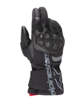 Alpinestars WT-4 GORE-TEX Isolierter Handschuh, Schwarzer Motorradhandschuh, Hartschalen-Knöchelschutz, Leder- und Textilkonstruktion, Wasserdichte GORE-TEX Technologie, Silbernes Alpinestars Logo und Wortmarke an der Manschette, Roter Akzent am Handgelenk, Winter-Motorradhandschuh