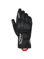 Alpinestars XT-3 Drystar® isolierte Handschuhe, Motorrad-Adventure-Handschuhe, Schwarz mit weißem Branding und roter Anziehschlaufe, mit integriertem Knöchelschutz, Textil- und Wildlederkonstruktion, mittellange Stulpe