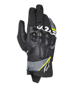 Alpinestars Corozal V3 Drystar® Handschuhe, Adventure-Motorradhandschuhe, Schwarz mit dunkelgrauen und neongelben Akzenten, Leder- und Textilkonstruktion mit geformtem Knöchelschutz, kurzes Stulpendesign, wasserdicht und atmungsaktiv für Fahrten bei jedem Wetter