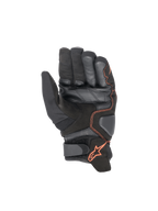 Alpinestars SMX-1 Drystar® Handschuhe, wasserdichte Motorradhandschuhe für Road Racing, Schwarz und Rot Fluo, Handflächenansicht mit verstärkter Lederhandfläche, gepolsterten Aufprallzonen und Klettverschluss, CE-zertifiziert