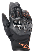 Alpinestars SMX-1 Drystar® Handschuhe, Motorradhandschuhe, Schwarz mit Red Fluo Akzenten, Knöchelschutz in Carbon-Optik, kurze Manschette, Leder- und Textilkonstruktion, wasserdichte Drystar® Membran