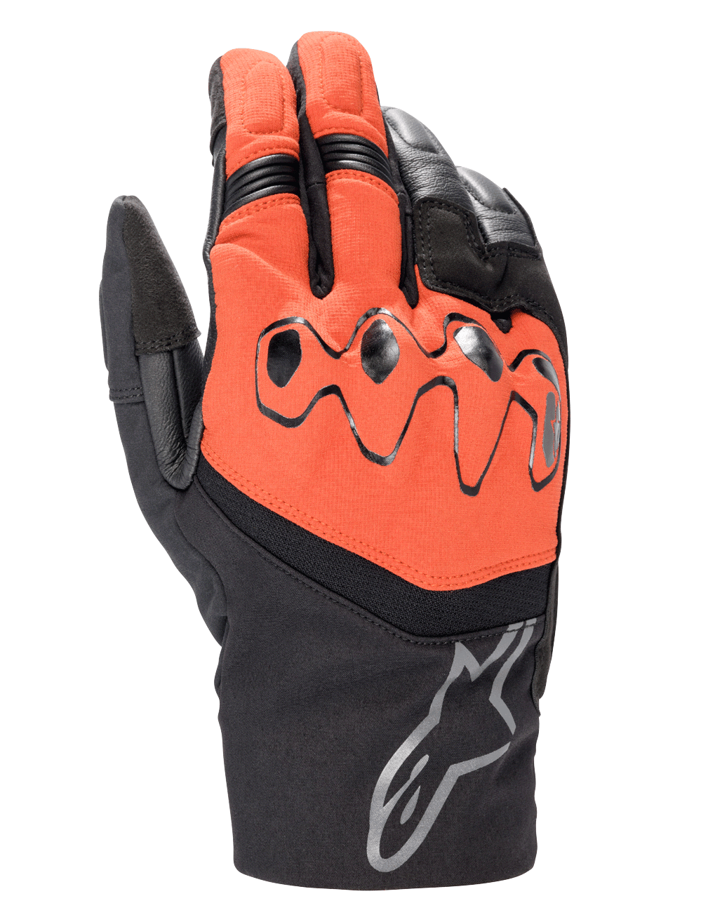 Alpinestars Hyde XT Drystar® XF Handschuhe, Motorrad-Tourenhandschuhe, Fire Red und Schwarz, mit schützendem viskoelastischem Knöchelschutz, Alpinestars-Logo auf der Stulpe, wasserfeste Textil- und Lederkonstruktion
