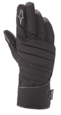 Alpinestars SR-3 V2 Drystar® Handschuhe, schwarze wasserdichte Motorrad-Tourenhandschuhe, Stulpen-Design mit gepolstertem geripptem Handrücken, weißem Stern-Logo auf dem Zeigefinger und Drystar® Performance-Etikett