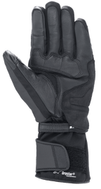 Alpinestars Denali Aerogel Drystar® Handschuhe, Schwarz, Handflächenansicht mit verstärkten Materialeinsätzen, strukturiertem Grip an den Fingern und verstellbarer langer Stulpe mit Drystar® Performance-Branding, Winter-Motorradausrüstung für Adventure-Touring