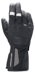 Alpinestars Denali Aerogel Drystar® Handschuhe, Motorrad-Adventure-Tourenhandschuhe, Schwarz mit weißen gerippten Akzenten an den Fingern, geformter Knöchelschutz und Branding am Handgelenk, technische Multi-Material-Konstruktion für Performance bei kaltem Wetter